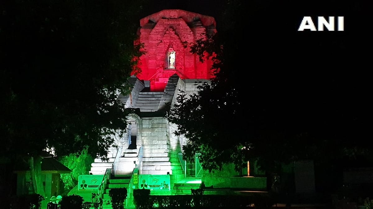 Jammu & Kashmir: Shankaracharya temple in Srinagar illuminated in Tricolour on the day of India achieving 100 cr Covid vaccination mark