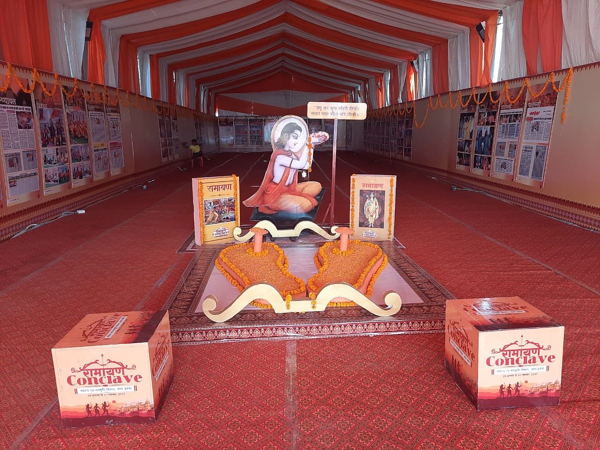 Paintings and sand art based on Ramayan made at Ram Katha Park in Ayodhya ahead of 'Deepotsav' celebrations.