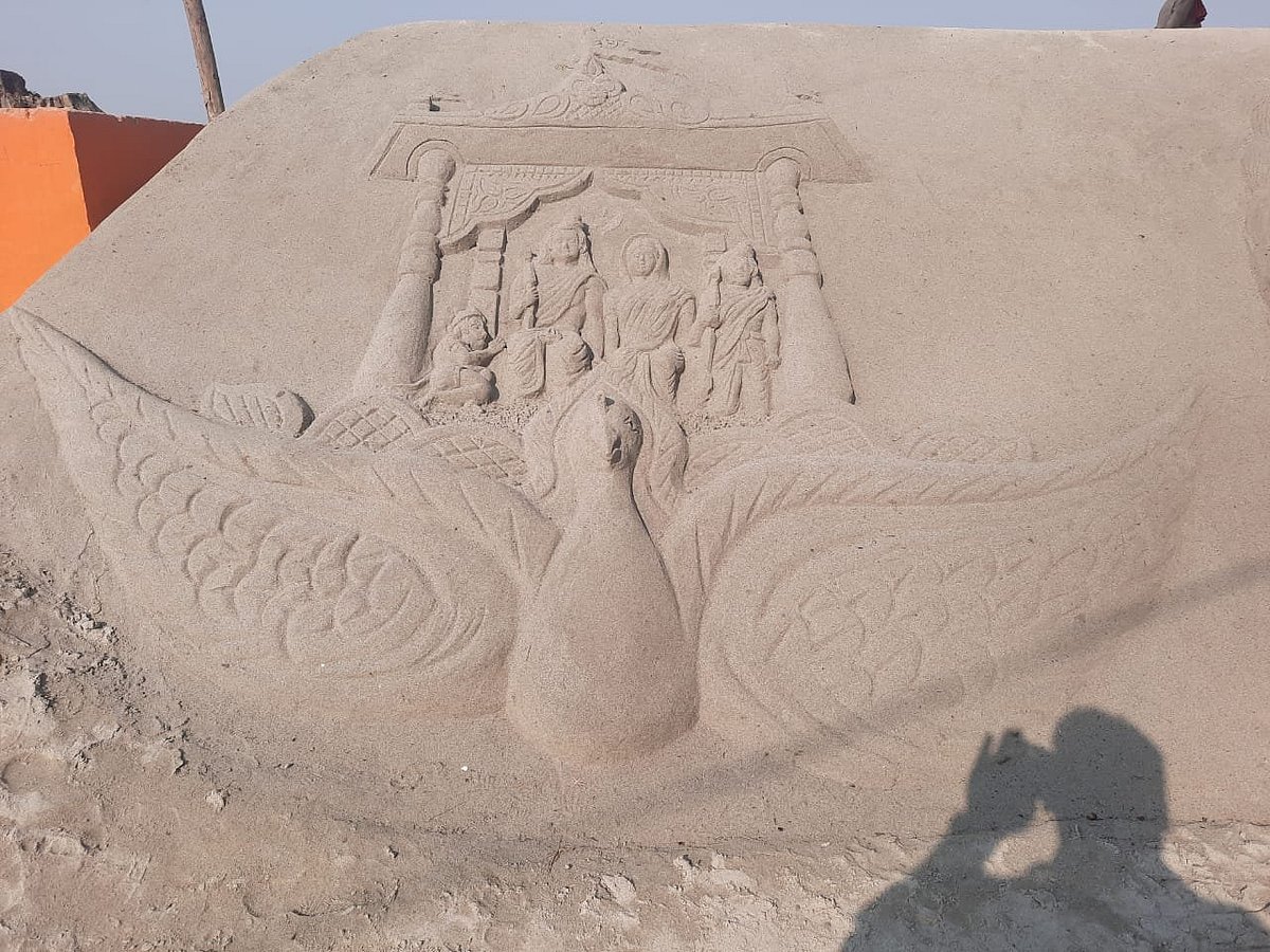 Paintings and sand art based on Ramayan made at Ram Katha Park in Ayodhya ahead of 'Deepotsav' celebrations.
