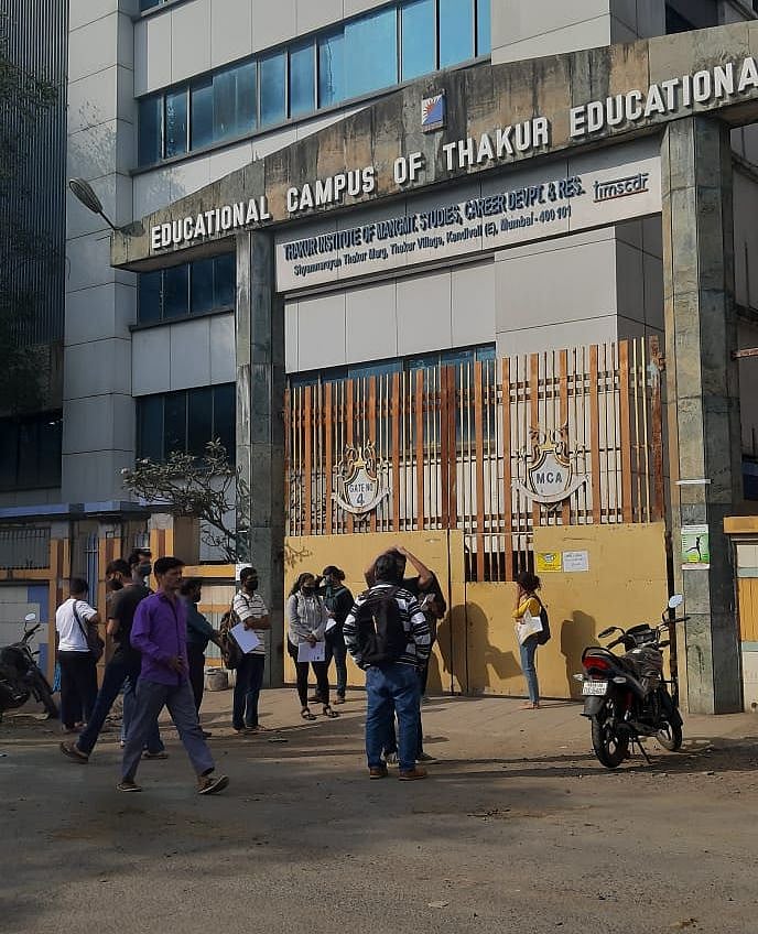 Students outside Thakur College, Kandivali
