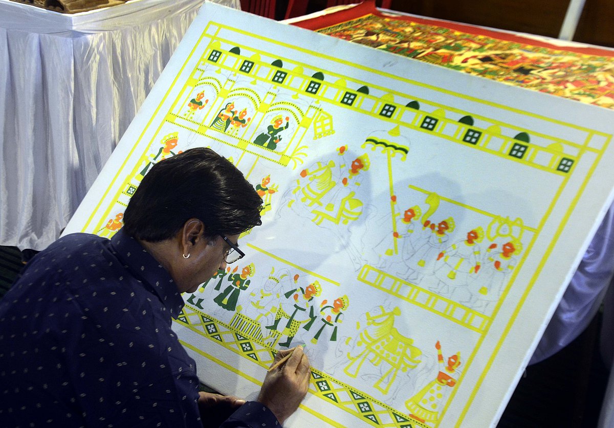 Artist at art camp in Bharat Bhavan, Bhopal