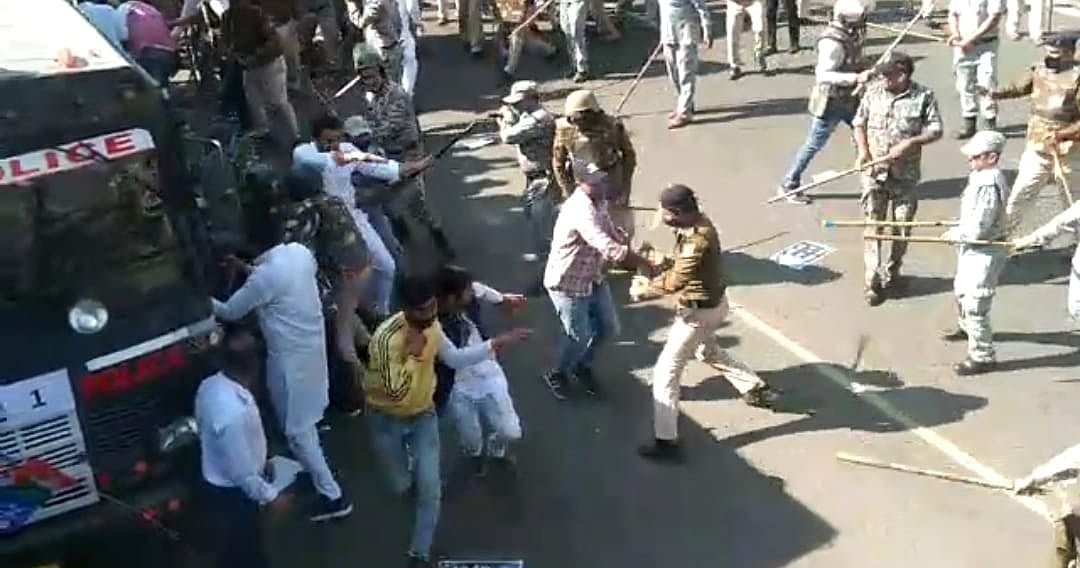 Bhopal: Police lathi-charge NSUI workers marching to gherao CM House