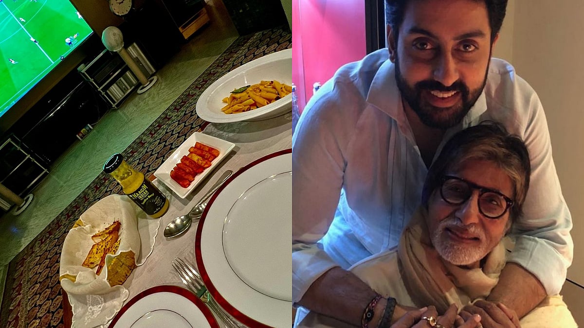 Photo: Amitabh Bachchan enjoys pasta and garlic bread with 'Naagin' sauce; Abhishek Bachchan reacts 