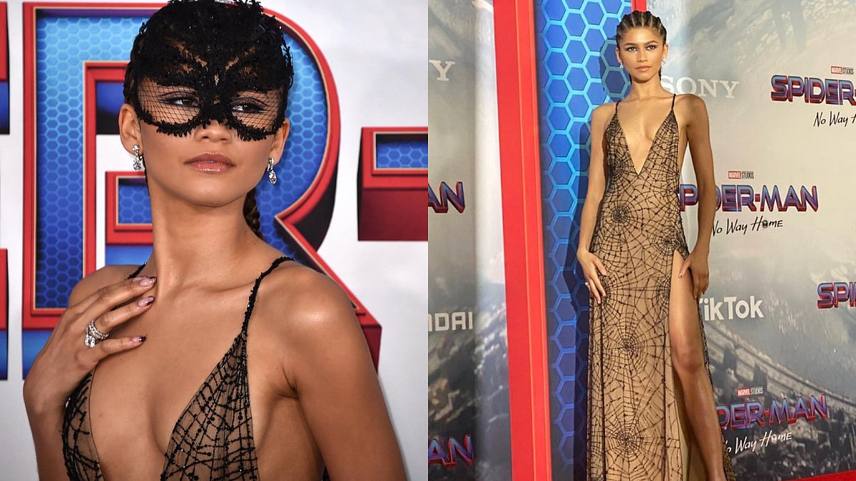 Zendaya stuns in a thigh-high slit spiderweb dress at 'Spider-Man: No Way Home' premiere; see photos