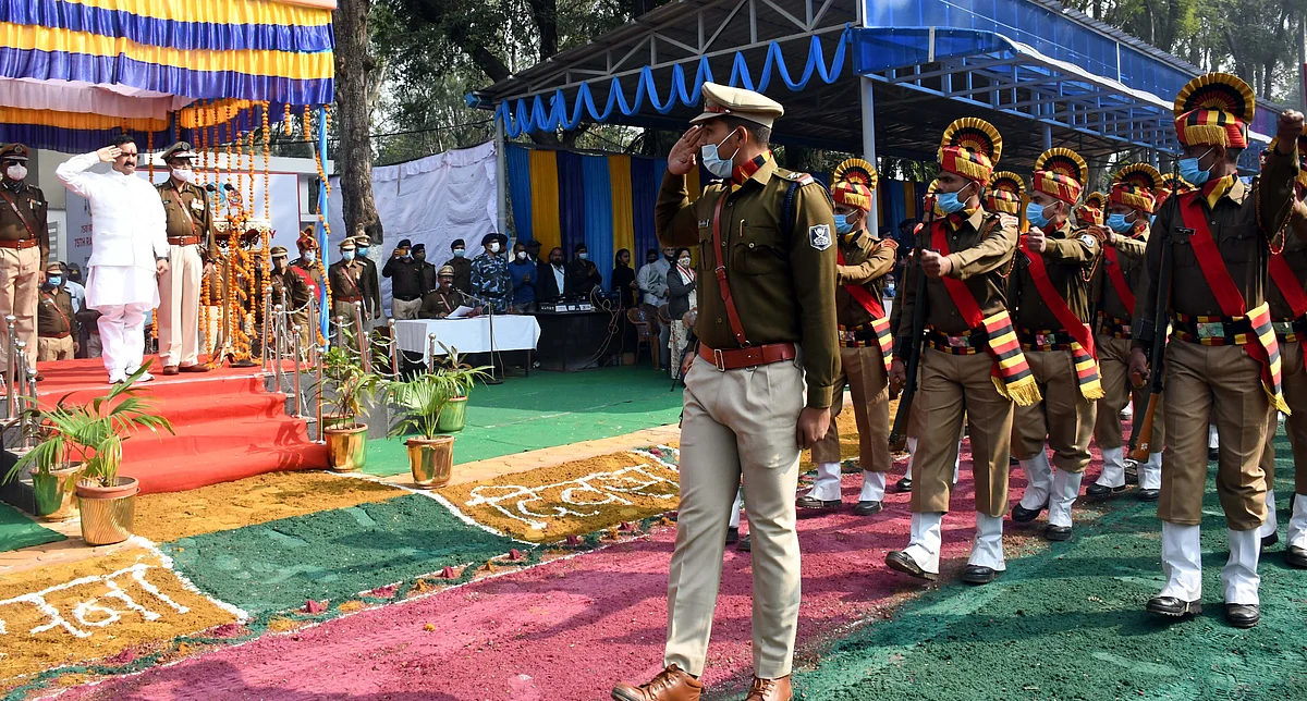 Parade of Home Guards in Bhopal on Monday