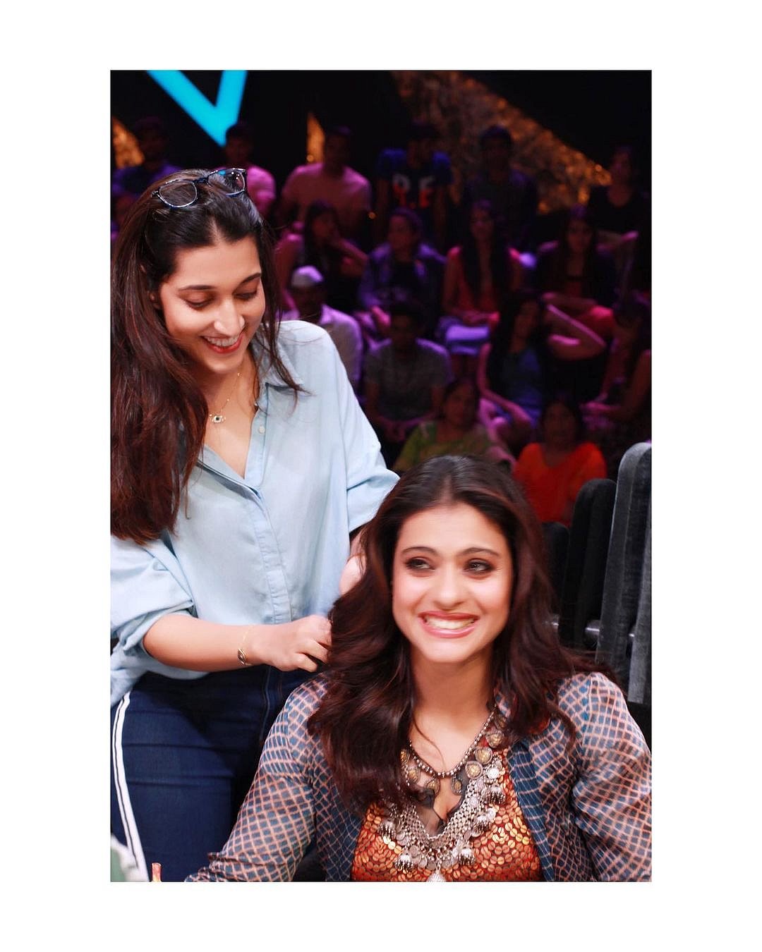 With muse Kajol during a shoot