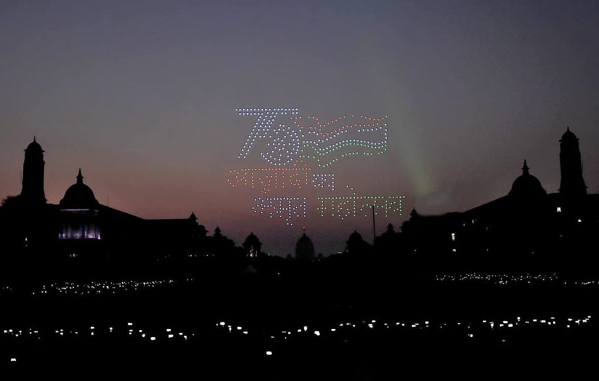 Watch Videos: Beating Retreat ceremony underway at Vijay Chowk in Delhi