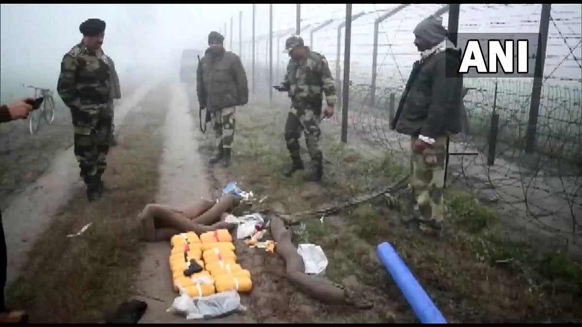 BSF constable injured in encounter with smugglers in Punjab's Gurdaspur; huge cache of drugs, arms seized