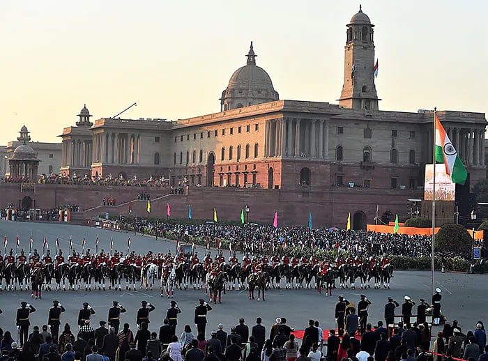In Photos: 1000 drones, laser light up Beating Retreat ceremony at Vijay Chowk in Delhi