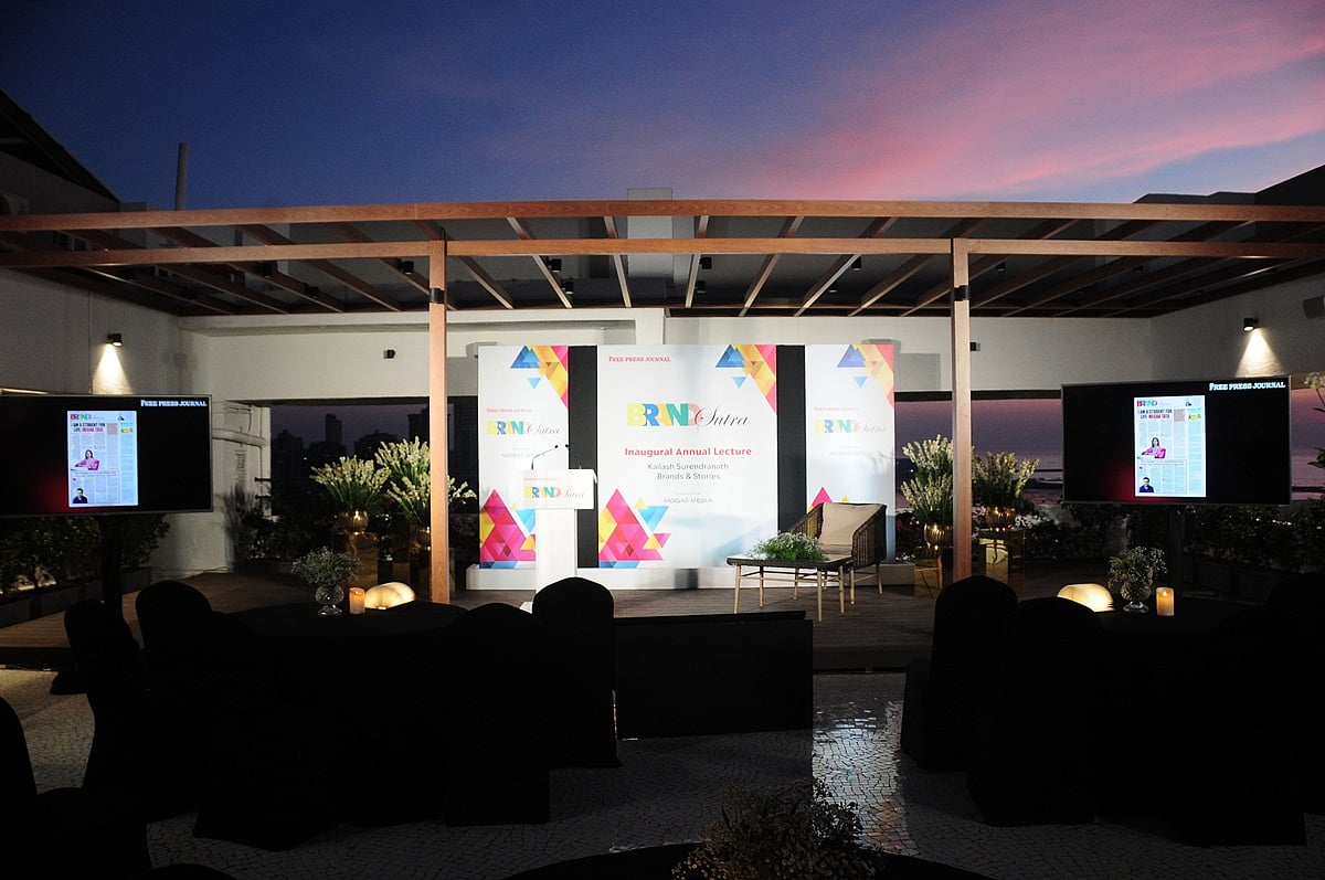 The stage is set for the Annual BrandSutra Lecture on the terrace of Free Press House, Nariman Point, Mumbai