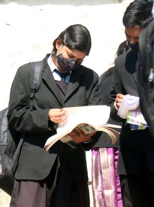 A student after appearing in board exam in Bhopal on Monday