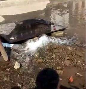 Damaged water supply pipeline near Nayapura