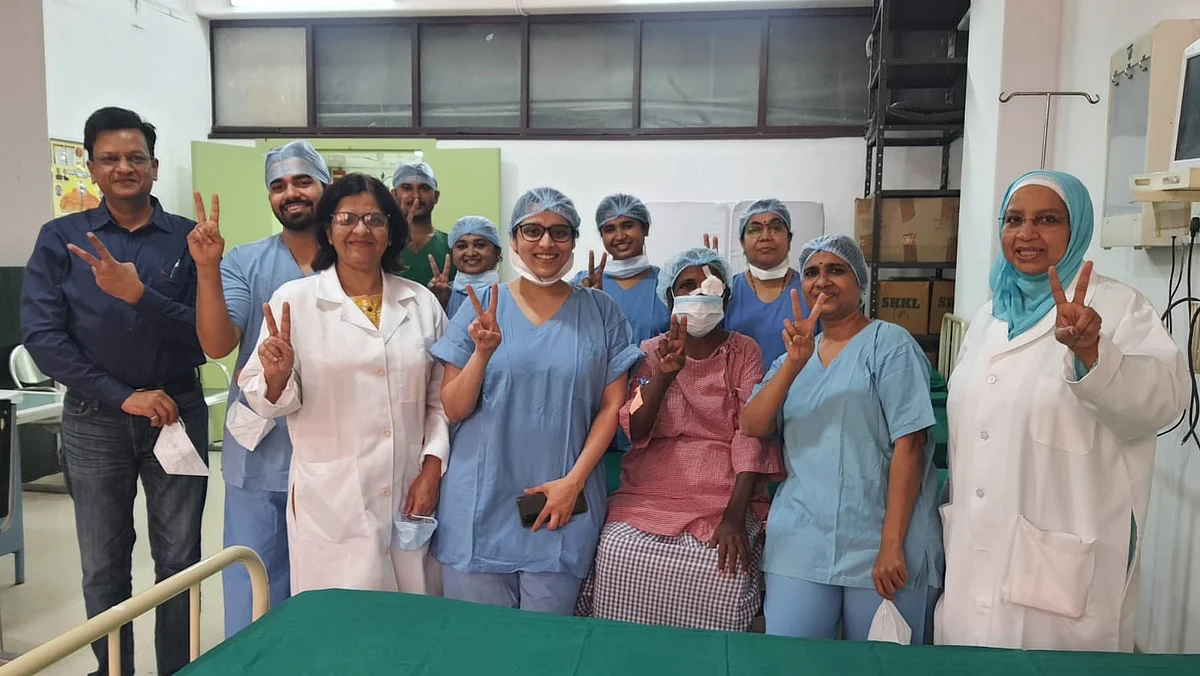 Photo caption: The Ophthalmology Team of WR’s Jagjivan Ram Hospital which conducted its first corneal transplant can be seen with the recovering patient. | File Photo 