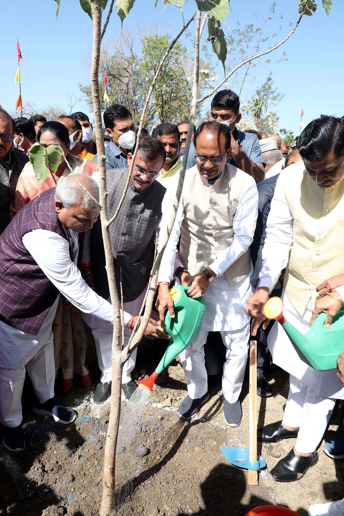 CM Shivraj Singh Chouhan plants a sapling on completion of one year of his pledge in Bhopal on Thursday. 