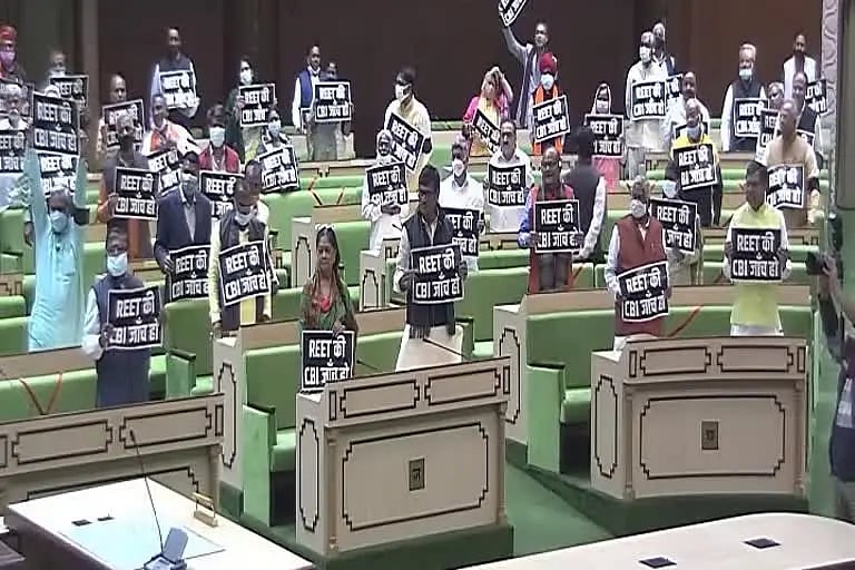 Budget session of Rajasthan assembly starts with an uproar as BJP continue to demand CBI probe into...