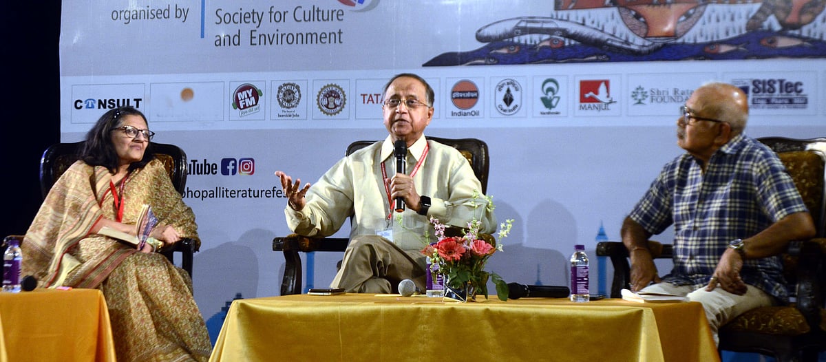 Dignitaries addressing a session at Bhopal Literature Festival on Sunday