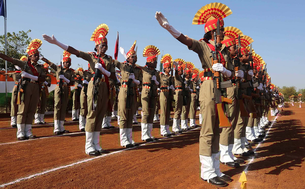 Passing out parade of Basic Recruit Training Course trainees of the Sashastra Seema Bal Academy in Bhopal on Tuesday