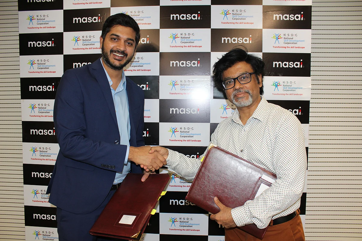 Ved Mani Tiwari, Chief Operating Officer and Officiating CEO, NSDC and Prateek Shukla, Co-Founder & CEO, Masai School today. | 