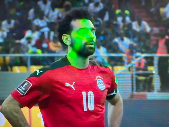 Mo Salah targeted by lasers | Photo: Twitter