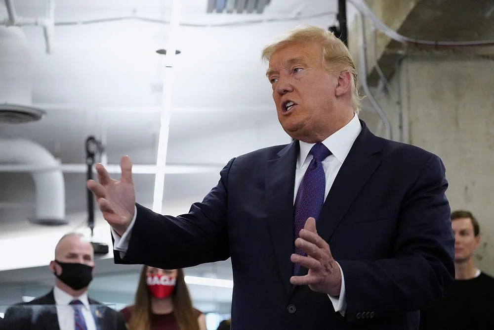 Then President Donald Trump speaks at the Trump campaign headquarters on Election Day, Nov. 3, 2020, in Arlington, Virginia | AP