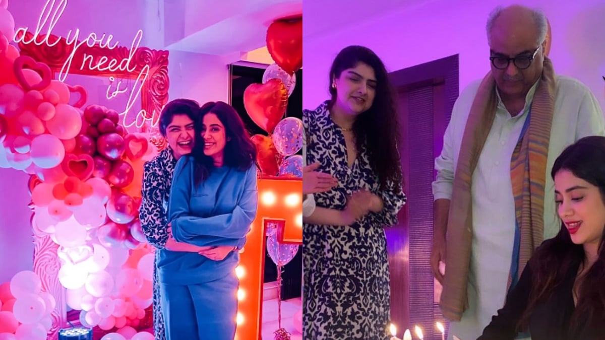 Inside Pics: Janhvi Kapoor celebrates 25th birthday with dad Boney Kapoor, sisters Anshula and Khushi