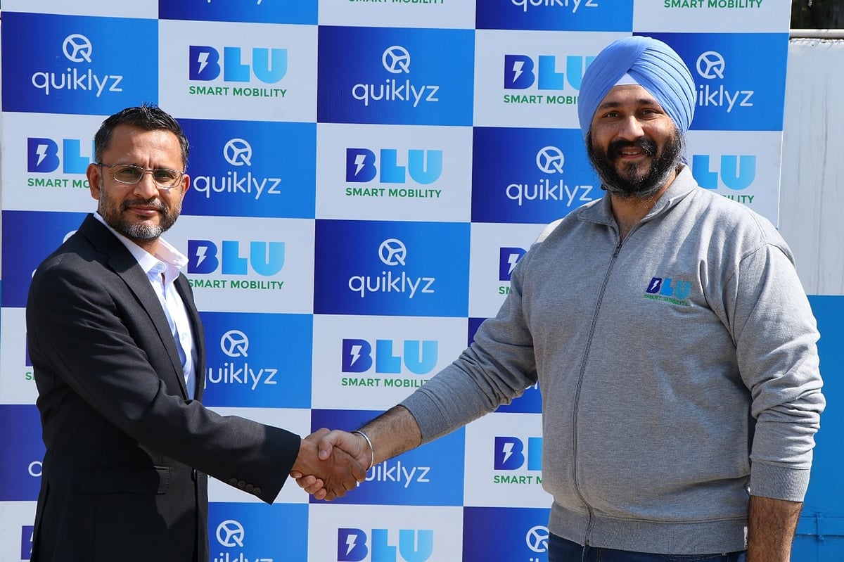 Quiklyz will provide customized Lease for up to 500 Electric Vehicles (EVs) which will be deployed on BluSmart’s 100 percent EV fleet./(l-r) Mohammad Turra, Senior VP & Head, Quiklyz with Anmol Singh Jaggi, Founder & CEO, BluSmart | Quiklyz