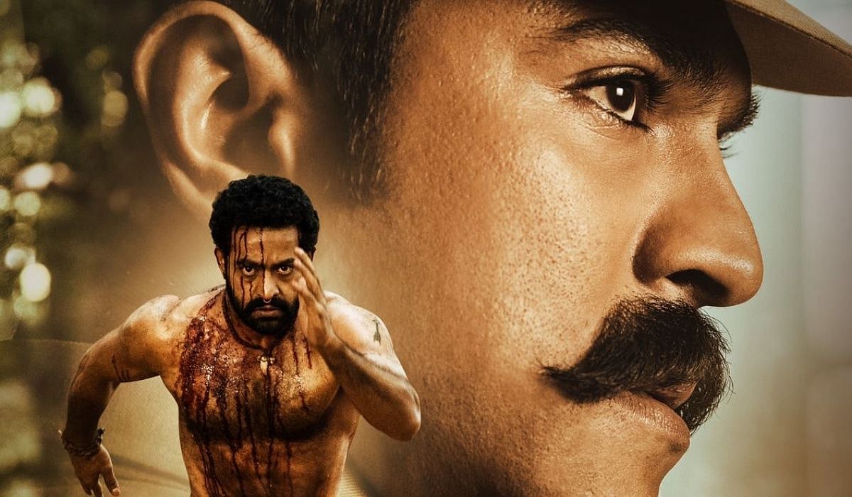 'RRR' new poster features a bloody Jr NTR and an intense Ram Charan in cop avatar