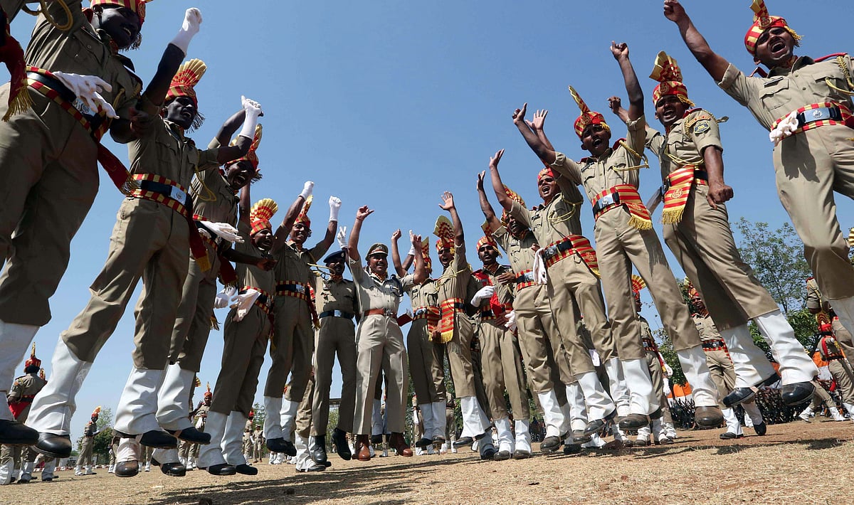 Personnels after the completion of their Basic Recruit Training Course at Sashastra Seema Bal Academy in Bhopal on Tuesday