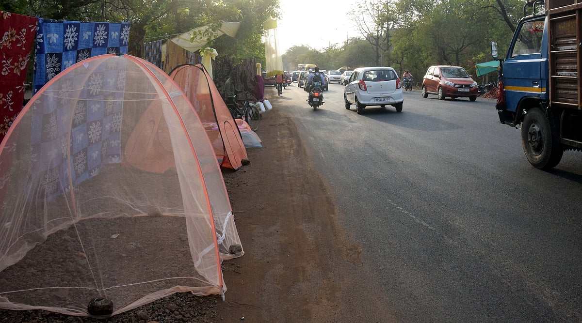 Vendors have displayed their articles on roadside