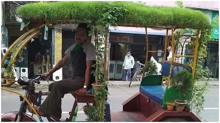 Grass wali autorickshaw goes viral on Twitter for its 'pretty cool' approach
