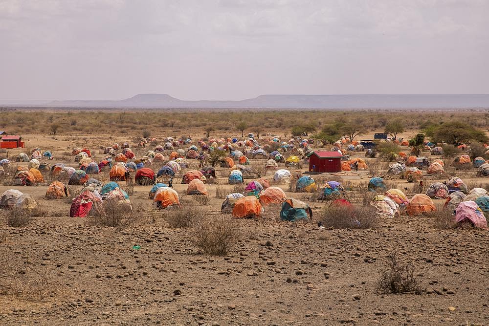 The tents of people displaced by drought are seen at the Higlo camp for the internally-displaced in the Shabelle Zone of the Somali region of Ethiopia on Monday, April 11, 2022 | AP