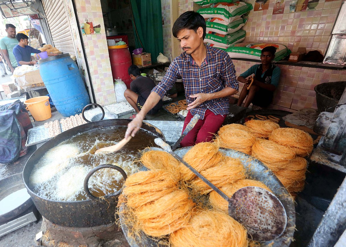 Delicaries being perpared at stall in Bhopal on Sunday