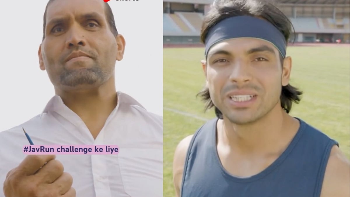 Watch video: Neeraj Chopra challenges The Great Khali for #JavRun