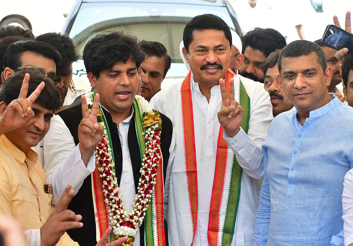 Mumbai: Maharashtra Congress Rajya Sabha candidate Imran Pratapgarhi comes out of Vidhan Bhavan after filing nomination papers for Rajya Sabha, in Mumbai, Monday, May 30, 2022. Maharashtra President Congress Nana Patole is also seen.  | (PTI Photo)