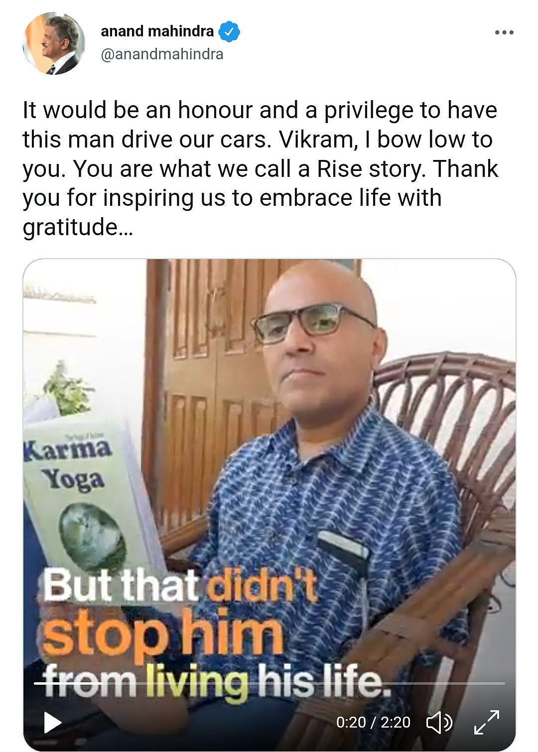 Indore: Disabled city man earns praise from Anand Mahindra