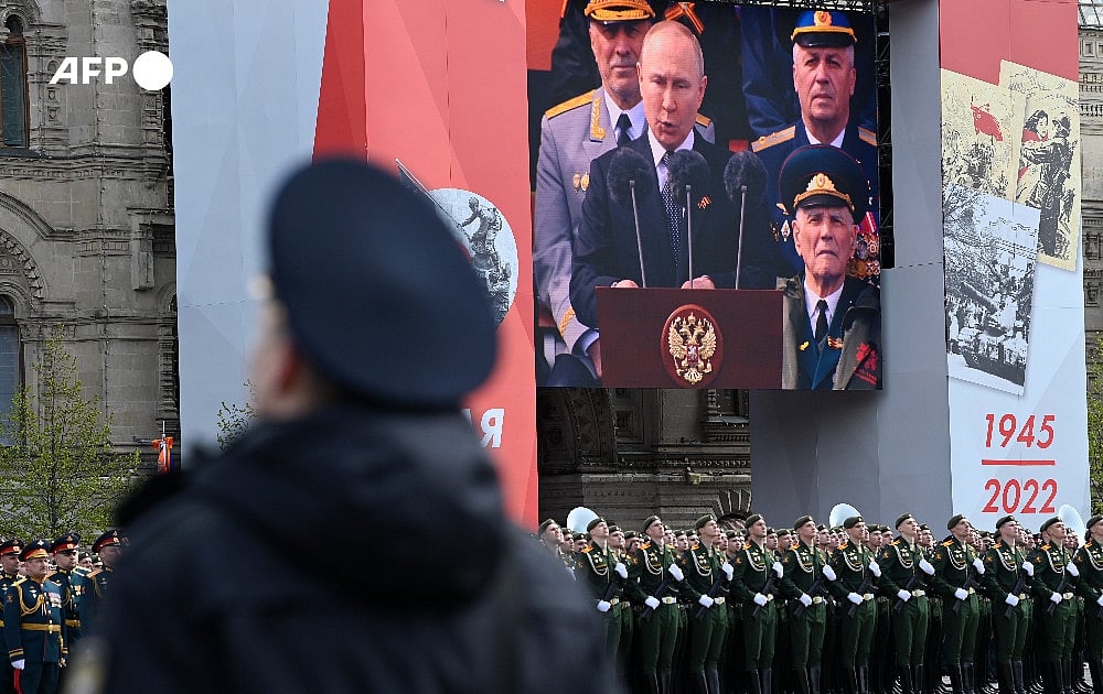 In pictures: Putin blames West for Ukraine war as Russia celebrates subdued Victory Day