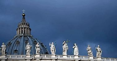 St Peter's square at the Vatican. Roman Catholic cardinals from around the world will assemble in the Vatican's Sistine Chapel from March 12, 2013 for a
conclave to elect a new pope in an unprecedented transition after Benedict XVI's historic resignation. | 