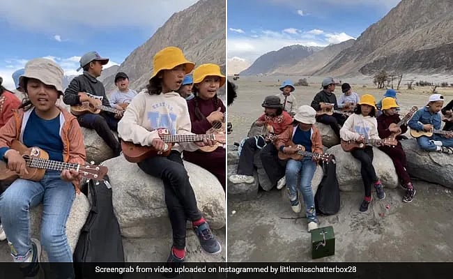 Watch: Children enjoy singing 'Dil Beparvah' at Ladakh's Nubra Valley