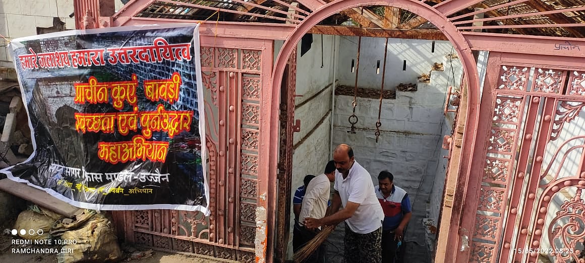 Step-well located at Harsiddhi temple which was cleaned in Ujjain on Sunday  | FP PHOTO