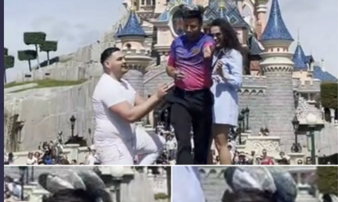 Video: Disneyland employee ruins a man's proposal 
