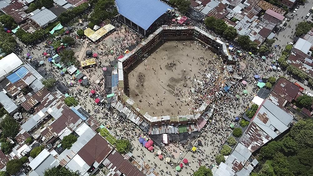 Bullfight stand collapses in Colombia, killing 4 and injuring dozens