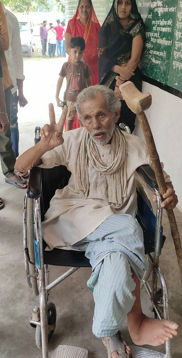 Disabled persons at polling centre on Saturday morning