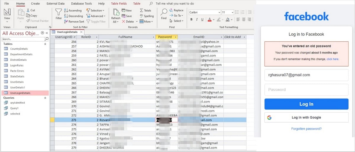 A screenshot of the backed bank accounts shared on the dark web