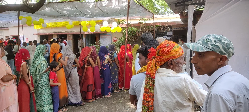 Long queues of male and female voters were seen at many polling stations of the district which went to the polls in the first phase of the three-tier election of panchayat raj bodies in Ujjain on Saturday |  FP PHOTO