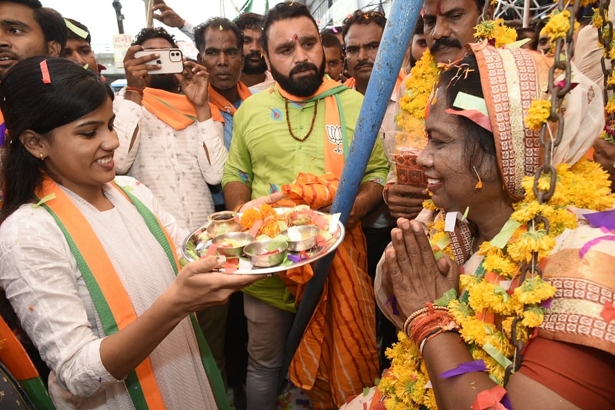BJP mayoral candidates Malti Rai undertakes door-to-door campaign in state capital on Tuesday. | FP