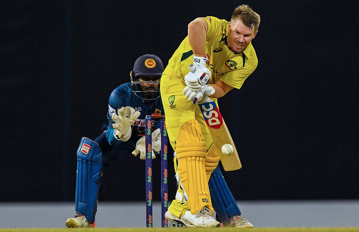 Australia's David Warner en route to his 112-ball 99 against Sri Lanka  | Pic: Twuitter@cricketcomau