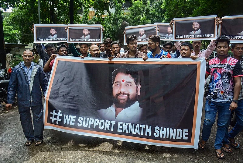 Shiv Sena supporters of Eknath Shinde in Thane | File