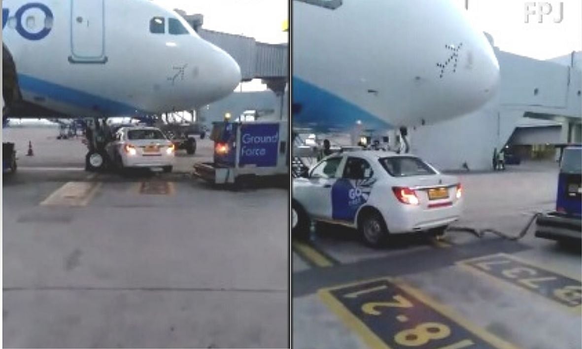 Watch: Car goes under IndiGo plane, narrowly avoids collision with wheel 