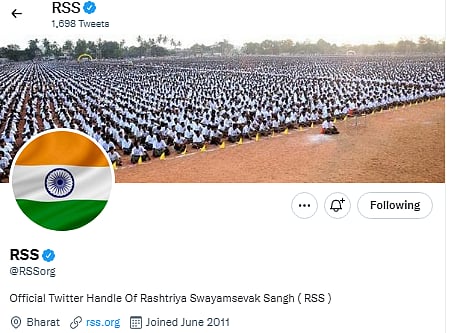 RSS changes display picture of its social media handles to tricolour ahead of I-Day