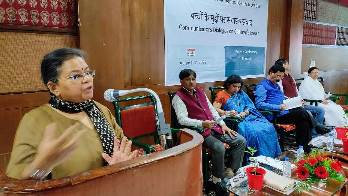  Child Protection Officer, UNICEF, Madhya Pradesh, Advaita Marathe addressing a seminar at Palash Residency in the city on Friday. | FPJ